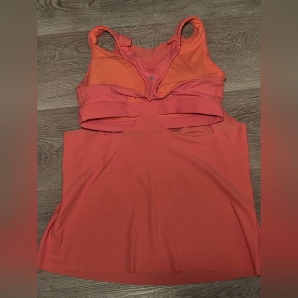 coral athletic tank top with a built-in bra. - Picture 3 of 4